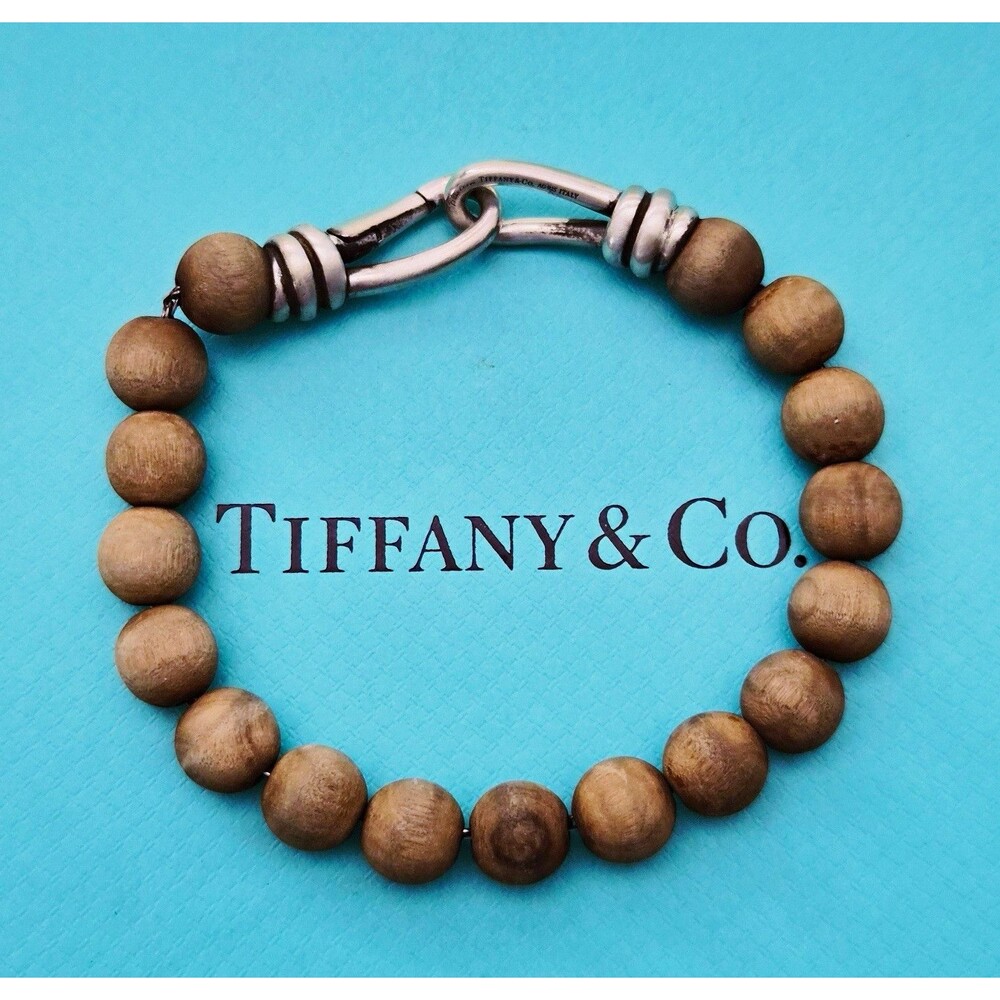RARE Tiffany & Co. Paloma Picasso Sterling Silver Wood Knot Bead Bracelet 8.25”